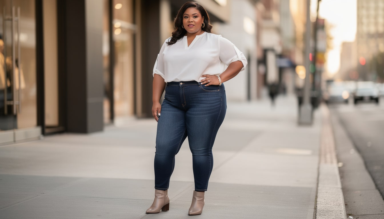 découvrez nos conseils pour choisir le jean idéal qui sublimera les formes des femmes rondes et mettra en valeur votre silhouette avec élégance.